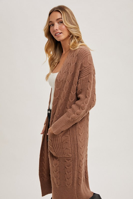 Kennedy Cable Knit Cardigan - Mocha