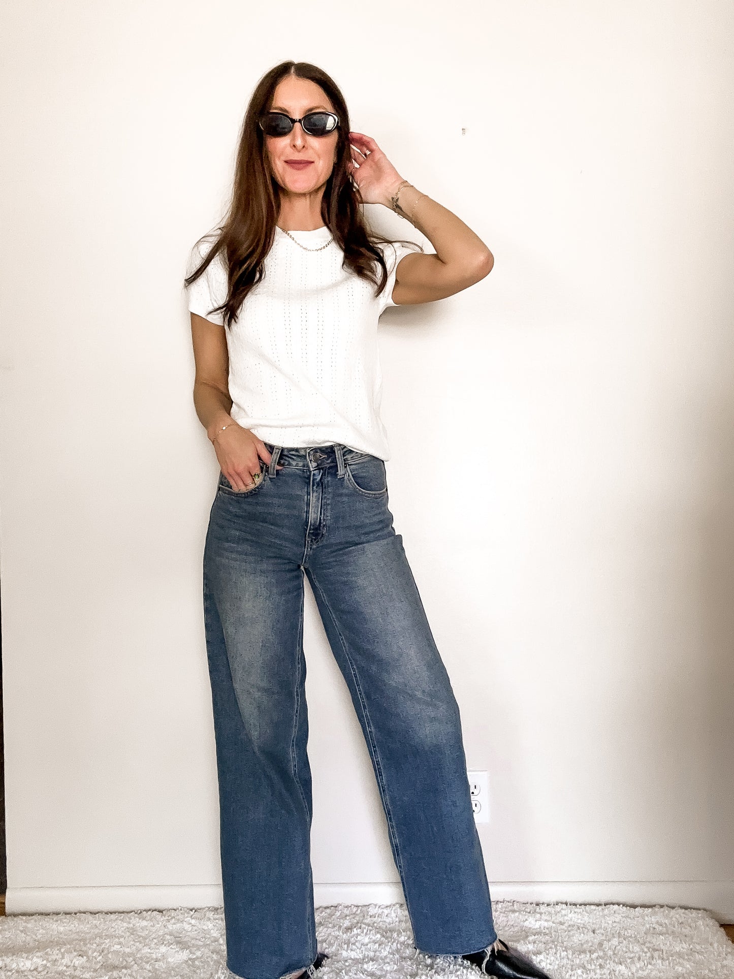 Pointelle Cable Knit Top - Off White