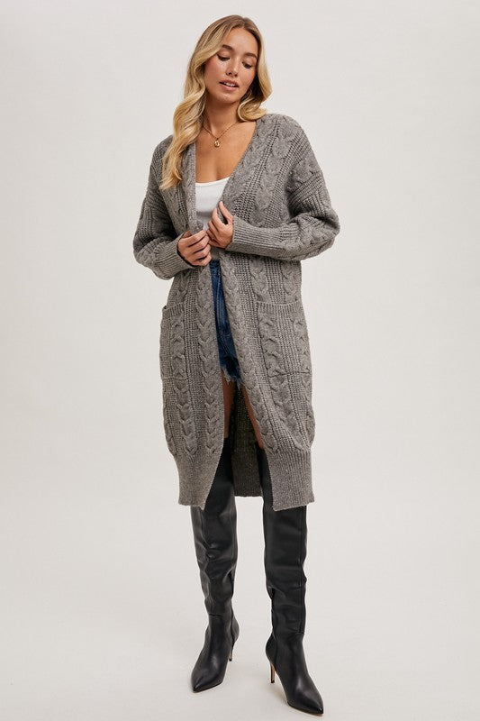 Kennedy Cable Knit Cardigan - Grey