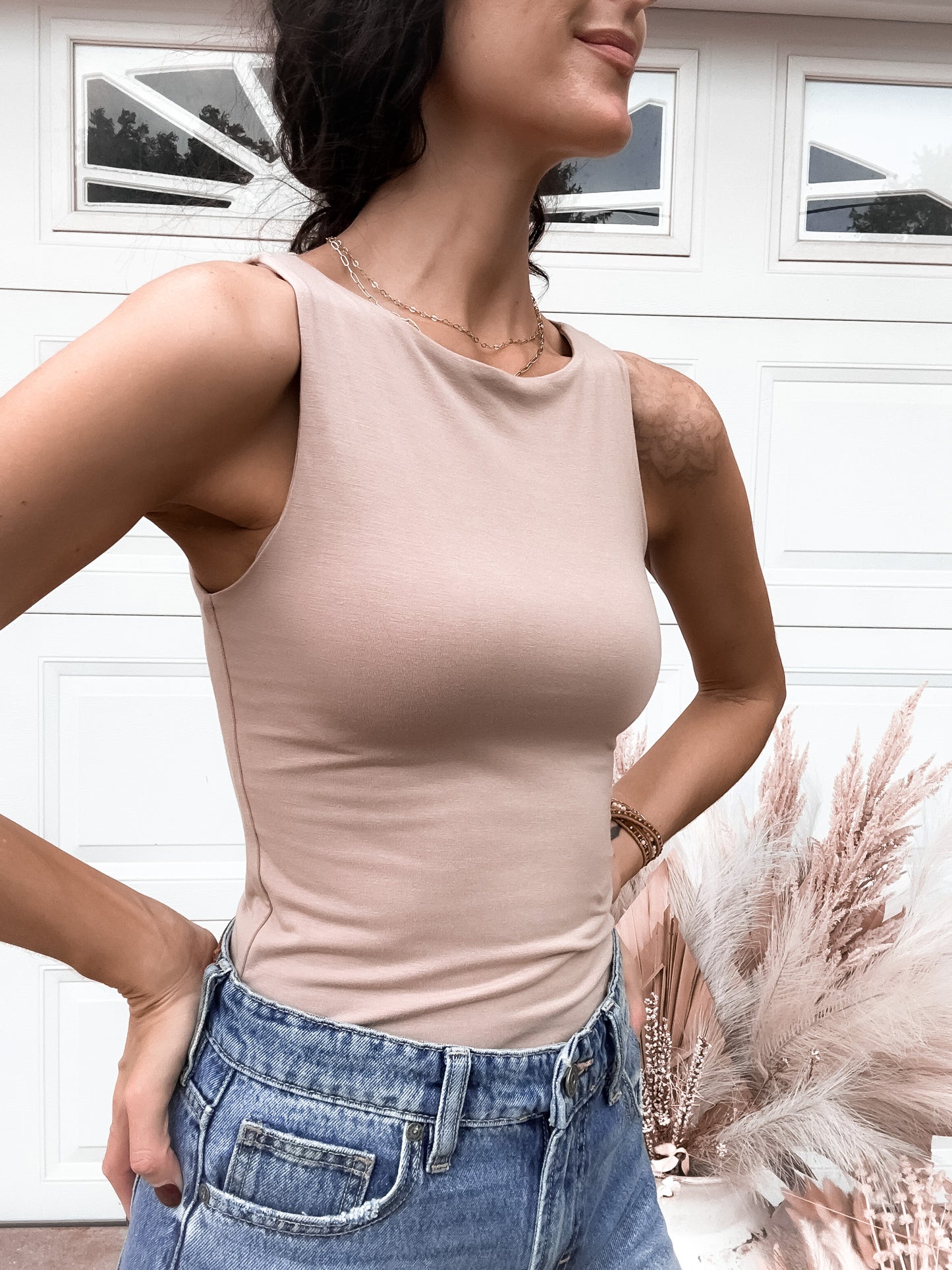Boat Neck Tank - Taupe