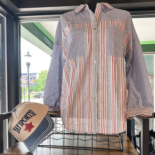 Cameron Top Blue/Red