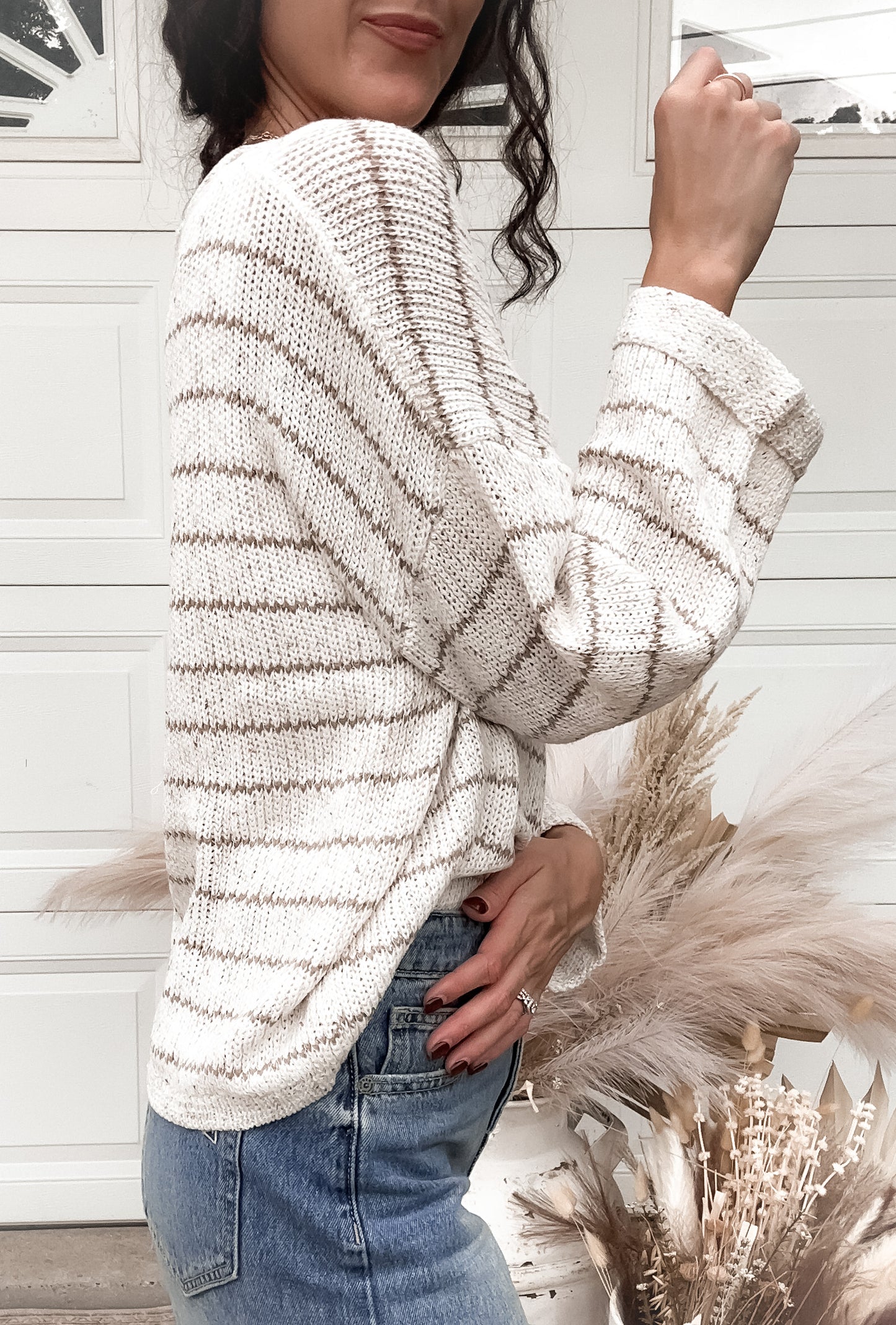 Striped Knit Sweater - Ivory