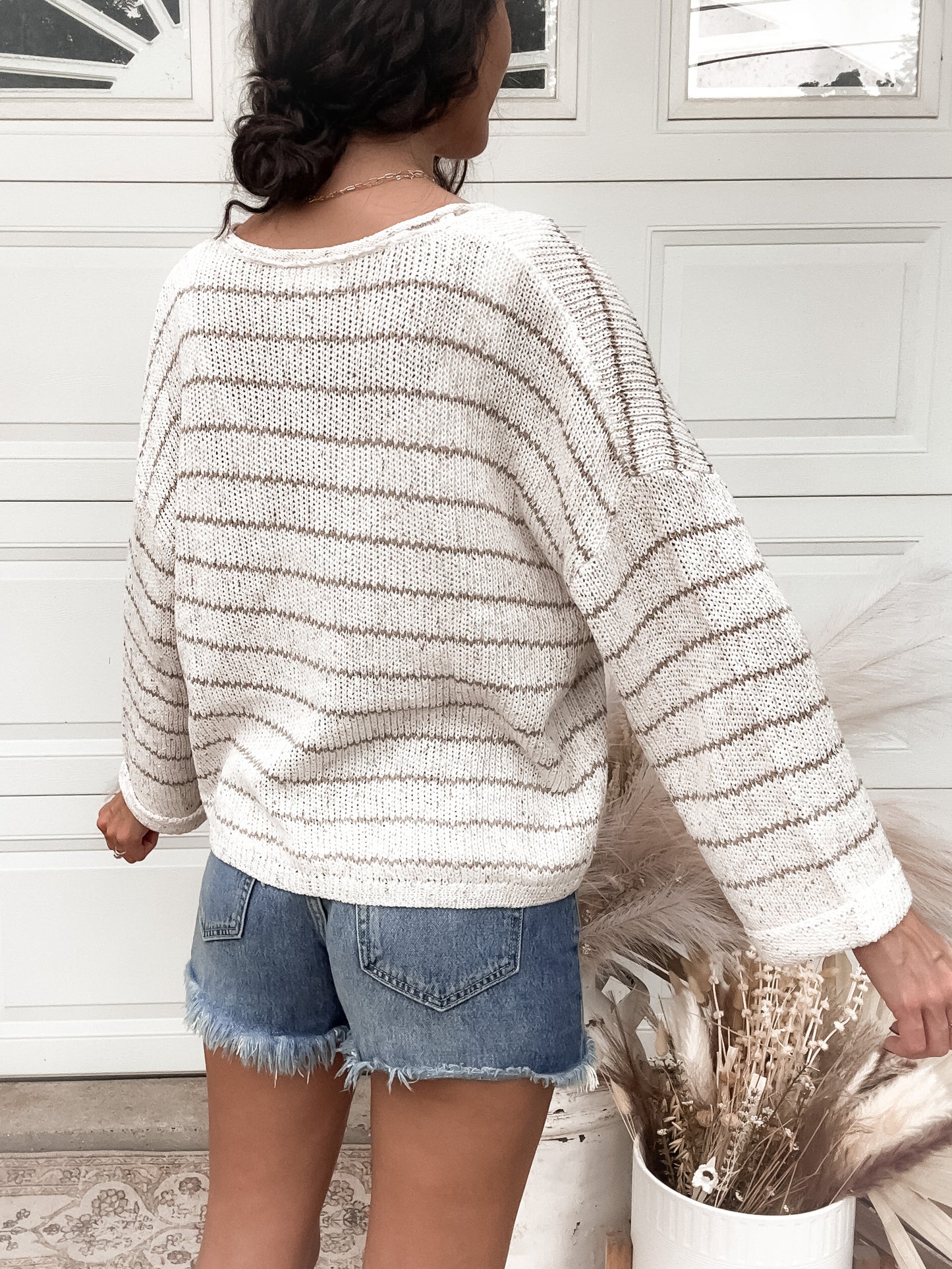 Striped Knit Sweater - Ivory