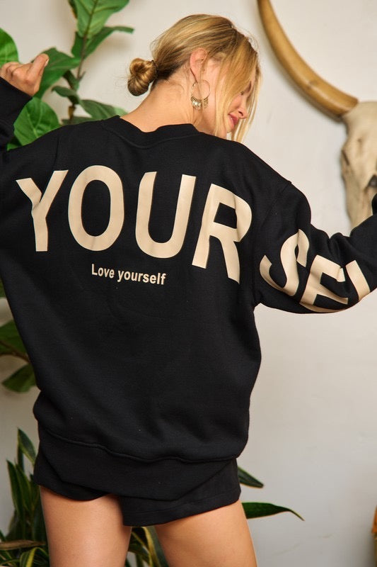 Be Yourself Oversized Crew - Black