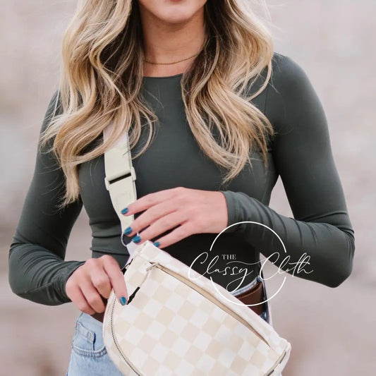 Margot Moon Bag - Beige Checkered