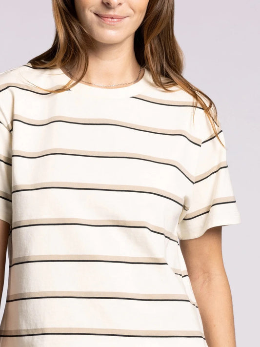 Katelin Tee - Taupe/Black Stripe