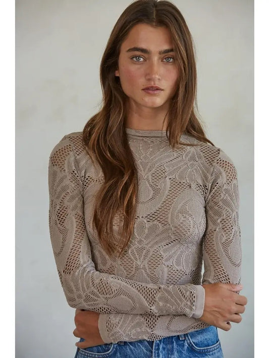 Fergie Long Sleeve Top - Ash Mauve