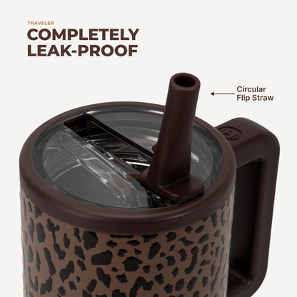 Brown Leopard HydroJug 20 oz Traveler Tumbler