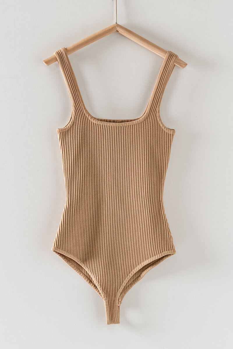 Square Neck Bodysuit - Taupe