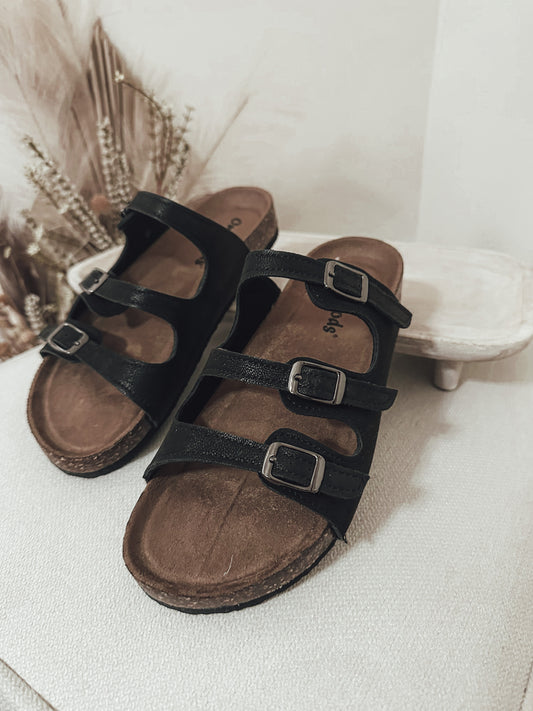 Triple Strap Birkey-Stock Dupes (Black)