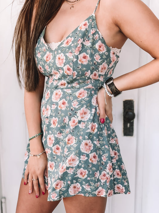 Sage Floral Romper