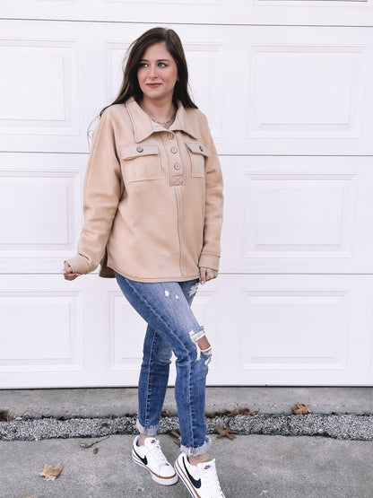 Oversized Henley Pullover