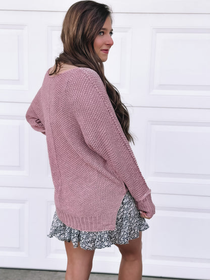 Oversized Knit Sweater - Blush