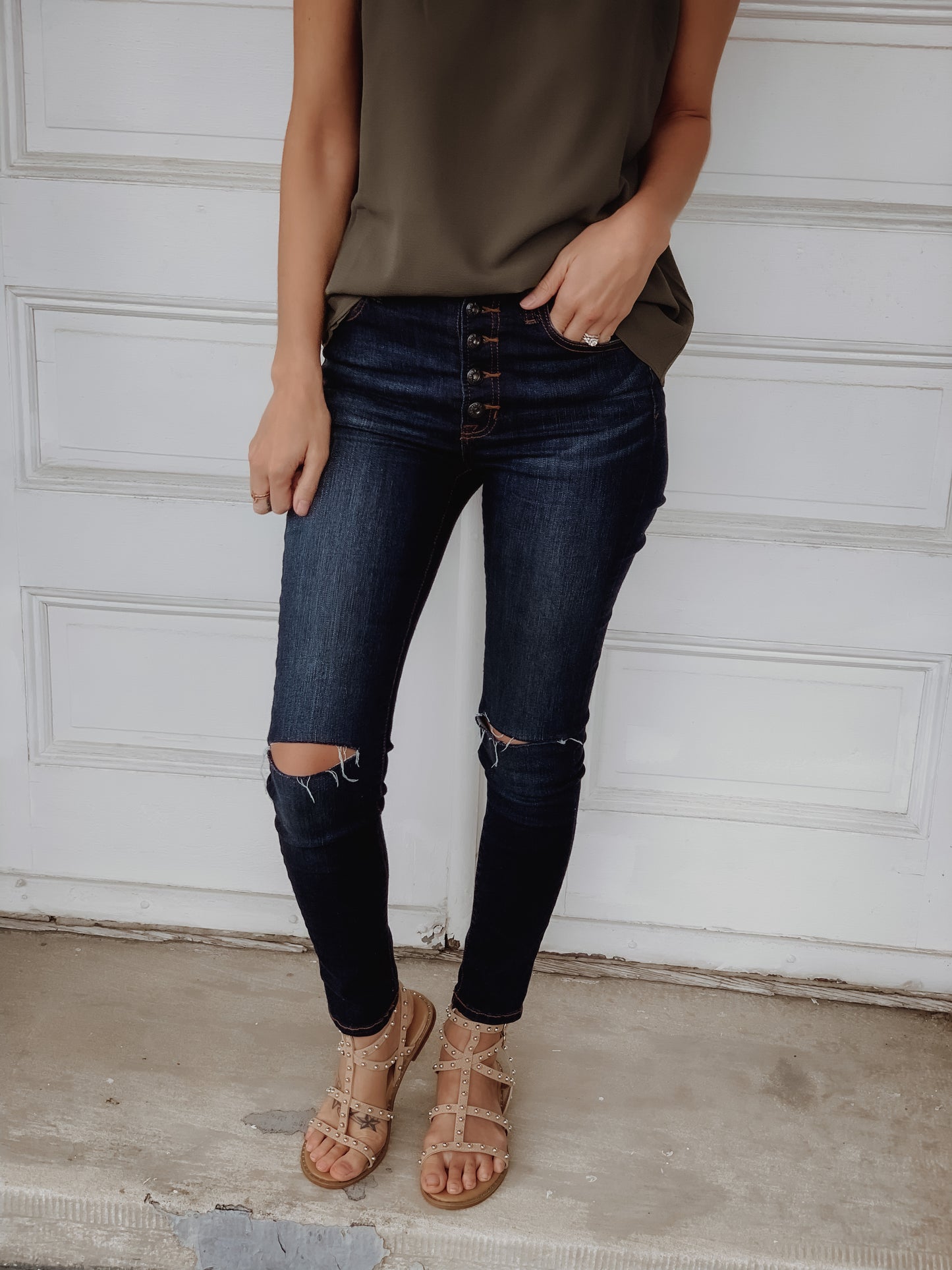 Victoria Button Up High Rise Skinny