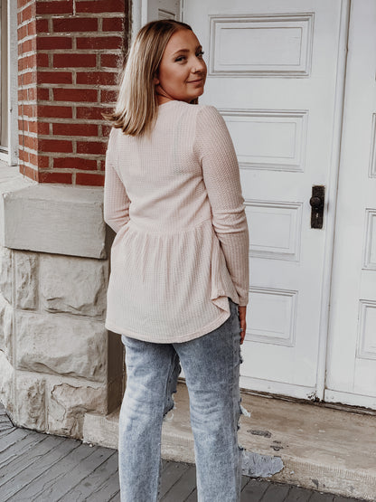 Waffle Knit Babydoll Top