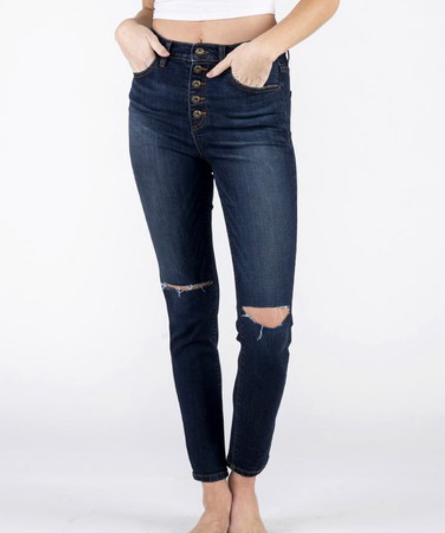 Victoria Button Up High Rise Skinny